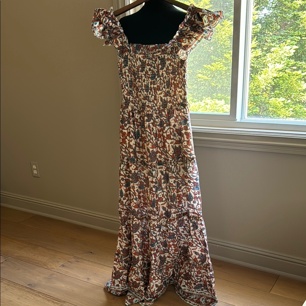 Floral Ruffle Sleeve Maxi Dress